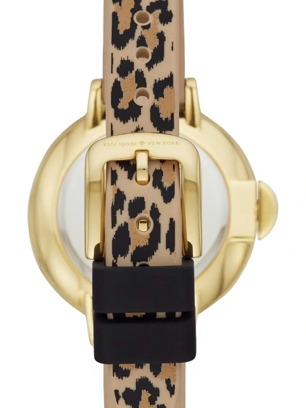 kate spade new york park row three-hand leopard print silicone watch